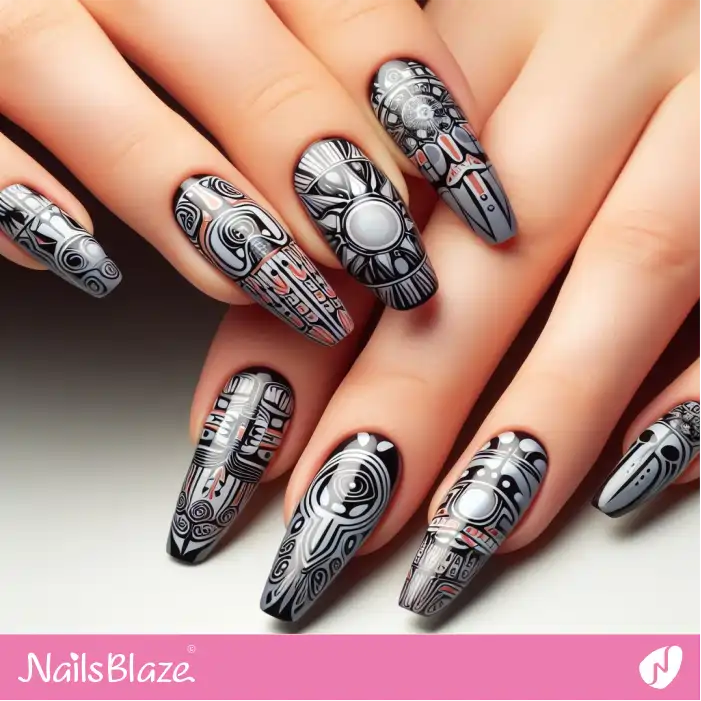 Sun-inspired Ancient Nail Art | Tribal - NB1840